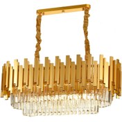 Resim Avizemoda Sima 75x30 Cm'lik Kristal Cam Taşlı Lüks Yemek Masası Üstü Avize - (sarı Yaldız) 