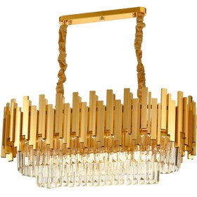 Resim Avizemoda Sima 75x30 Cm'lik Kristal Cam Taşlı Lüks Yemek Masası Üstü Avize - (sarı Yaldız) 