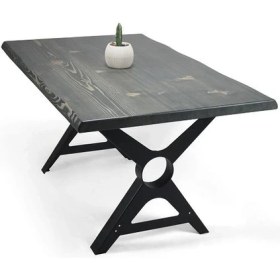 Resim Entema Doğal Ağaç Masif Kütük Masa Yemek Masası (Metal Ayak) 60CM x 110CM 