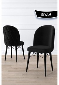 Resim Canisa Bika Serisi 4 Adet Siyah Mutfak Sandalyesi Siyah Gürgen Ayaklı 1. Sınıf Babyface Kumaş Sandalye Siyah Ayaklar Siyah 