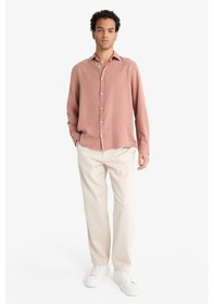 Resim Defacto Regular Fit Twill Uzun Kollu Gömlek G0406ax25aubr496 Bordo 