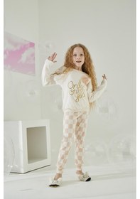 Resim Kız Çocuk Uzun Kol Krem Pijama Takımı C8t5n6o6 001 