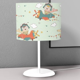 Resim instababyrooms Şapkalı Pilotçocuk Desenli Çocuk Odası Dijital Baskılı Çocuk Odası Masaüstü Abajur Avize 