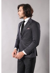 Resim Wessi Tek Düğme Çift Yırtmaç Sivri Yaka Lacivert Ceket Siyah 