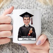 Resim Karikatürlü Diplomalı Erkek Üniversiteli Öğrenci Kupa Bardak 