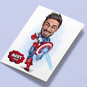 Resim Süper Kahraman Karakteri Karikatürlü Tebrik Kartı 