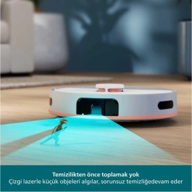 Resim Philips 10000PA Robot Vacuum Homerun 5000 Çift Döner Mop Lazer Teknolojisi 4800MAH 200DK Çalışma Süresi Akıllı Süpürge Beyaz 