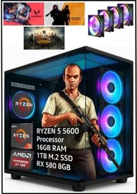 Resim Ramtech Terrace R5-5600 16 GB 1 TB M.2 NVMe SSD 8 GB RX580 Free Dos Masaüstü Oyuncu Bilgisayarı 