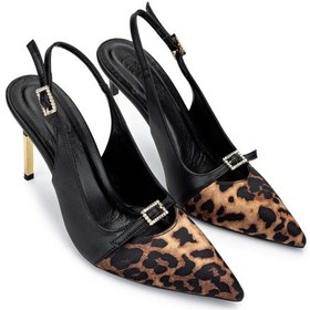 Resim Tamer Tanca Kadın Vegan Siyah/leopar Stiletto 1007 9028 Bn Sndlt Y24 Leopar - Siyah 