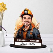 Resim Kişiye Özel Erkek Madenciye Hediye Karikatürlü Biblo 