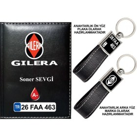 Resim Plakanıza Özel Gleria Logolu Siyah Ruhsat Kabı Ve Anahtarlık 