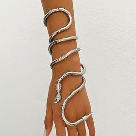 Resim Kadınlar için Şık Çok Katmanlı Ayarlanabilir Yılan Bilekliği - Çeşitli Şekillerde Açık Manşet Tasarımı, Parlak Metalik Kaplama, Günlük Kullanım veya Partiler için Mükemmel, Rahat Takı | Şık Kadın Aksesuarı | Taşlı Süslemeli Bileklik 