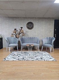 Resim SEVİNÇ MOBİLYA Beyaz Boyalı Tel Ayak Papatya Çay Seti Koltuk Takımı , Çay Seti , Papatya Çay Seti , Koltuk Takımı 