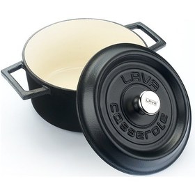 Resim Lava Döküm Yuvarlak Tencere Çap 20 CM. İç Krem 