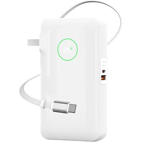 Resim WIWU Wi-P049 Noble Serisi Type-C Kablolu Dijital LED Göstergeli Powerbank PD 35W 10000mAh Beyaz 