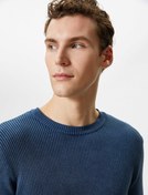 Resim Yıkamalı Triko Kazak Bisiklet Yaka Dokulu Pamuklu 