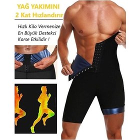 Resim Sauna-şort Yüksek Bel Agraflı Sauna Unisex Termal Toparlayıcı Ve Sıkılaştırıcı Spor Şort Siyah 