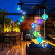 Resim 1 adet Güneş Enerjili Sıcak Hava Balonu Dekoratif Işık, Retro Tarz, Renkli Dönüşüm, Asılı Açık Hava Tatil Işığı, Metal Malzeme, Güneş Enerjili Şarj, 600mAh Nikel Pil 