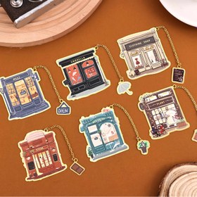 Resim Metalden Yapılmış Kitap Ayracı - El Çizimi Mağaza Dış Görünüm Stili Tasarımlar, Kadınlar & Kızlar için Vintage Tarzı Kitap Aksesuarları, Kitap Severler İçin Benzersiz Hediye Kitap Ayracı, Steakhouse, Bitki Mağazası, kitapçı 