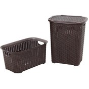 Resim Sağlam Plastik Rattan Hasır Görünümlü Kirli Çamaşır Sepeti- Çamaş Diğer 