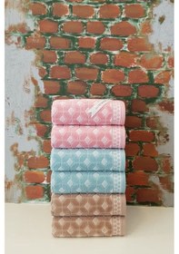 Resim Özdilek Decora Havlu 6'lı - Pudra Mint Bej Çok Renkli 