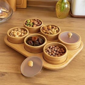 Resim Porsima Pbt-693 Tepsili 6lı Bambu Kahvaltılık Saklama Kabı Kapaklı Saklama Kabı Kapaklı Kahvaltılık Seti 