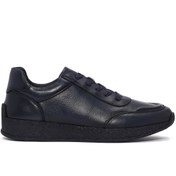 Resim Men's Navy Blue Lace-Up Leather Sneaker Derimod