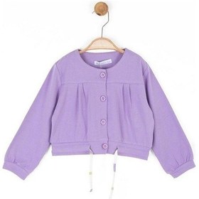 Resim Kız Bebek Pamuklu Belden Büzgülü Düğmeli Hırka-14086 Mor 