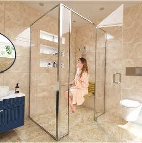 Resim Wower Altın Katlanır Duş Oturağı Taburesi Altın 