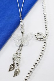 Resim biuti Şeffaf Boncuklu Salkım Yapraklı Kelebekli Araç Dikiz Ayna Süsü, Hediyelik Araba Hediyesi 