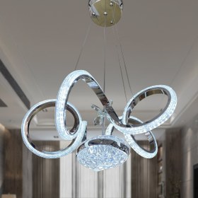 Resim RSCOLLECTIONS Kıvrım Eliza Tek Toplu Simli Slikonlu Modern Oturma Led Avizesi Kumandalı Krom 