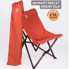 Resim Bag The Joy Ahşap Antrasit İskelet - Kiremit Kılıf Sandalye Turuncu 