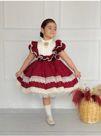 Resim H L Y Karol Tasarım Zebrina Bordo Vintage Kız Bebek Elbise,doğum Günü Elbise,fotoğraf Çekim Elbise,0-12 Yaş Uygun Bordo 