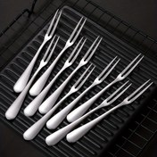 Resim 10 Adet, Paslanmaz Çelik Meyve Çatalları, Tatlı Çatalı, Basit Meyve Çatalları, Modern Pasta Çatalı, Dekoratif Salata Çatalı, Yeniden Kullanılabilir Meyve Çatalı, Mutfak Malzemeleri 