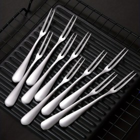 Resim 10 Adet, Paslanmaz Çelik Meyve Çatalları, Tatlı Çatalı, Basit Meyve Çatalları, Modern Pasta Çatalı, Dekoratif Salata Çatalı, Yeniden Kullanılabilir Meyve Çatalı, Mutfak Malzemeleri 