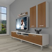 Resim Eko 5220D Mdf Krom Ayaklı Tv Ünitesi Tv Sehpası - Beyaz - Ceviz 