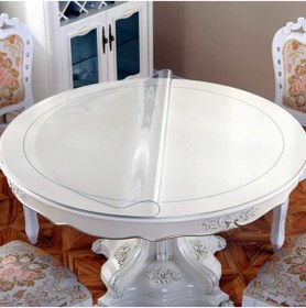 Resim vexillum 2.4 mm Şeffaf Pvc Daire Masa Örtüsü Koruyucu Masa Pedi Asetat 