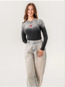 Resim Kız Çocuk Mevsimlik Balıkçı Yaka Fitilli Kalp Detaylı Bluz-14241 Füme 