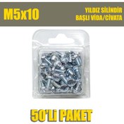 Resim Site Hırdavat M5 x 10 Yıldız Silindir Başlı (Ysb) Vida/civata 50 Adet 