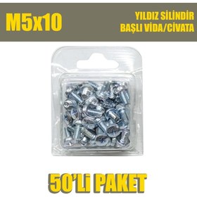 Resim Site Hırdavat M5 x 10 Yıldız Silindir Başlı (Ysb) Vida/civata 50 Adet 