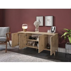 Resim Kznhome Çok Amaçlı Meşe Konsol - Tamamı 1. Kalite Mdf 