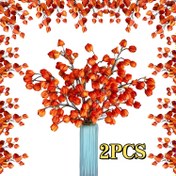 Resim Sonbahar Yapay Fener Balkabağı Demeti, 2 Demet 42 Baş | 1 Metre Uzunlukta Şık Dekorasyon - Bakım Gerektirmeyen Yüksek Gerçekçi Turuncu'dan Kırmızıya Geçiş | Oturma Odası Balkon Bahçe Halloween Şükran Günü Noel Hasat Sezonu Okula Dönüş Düğün Banket Sahnesi Açık Hava Festival Süslemesi Uygun Fiyatlı INS Estetik, Tatil Dekoru, Dayanıklı Plastik Çiçekler, Gerçekçi Çiçek Düzenleme, Dekoratif Çiçek Sapları, Ev Dekorasyonu, Etkinlik Planlayıcılar İçin 