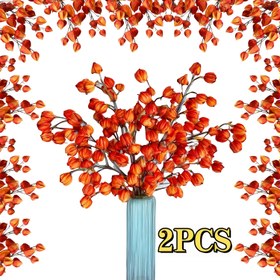 Resim Sonbahar Yapay Fener Balkabağı Demeti, 2 Demet 42 Baş | 1 Metre Uzunlukta Şık Dekorasyon - Bakım Gerektirmeyen Yüksek Gerçekçi Turuncu'dan Kırmızıya Geçiş | Oturma Odası Balkon Bahçe Halloween Şükran Günü Noel Hasat Sezonu Okula Dönüş Düğün Banket Sahnesi Açık Hava Festival Süslemesi Uygun Fiyatlı INS Estetik, Tatil Dekoru, Dayanıklı Plastik Çiçekler, Gerçekçi Çiçek Düzenleme, Dekoratif Çiçek Sapları, Ev Dekorasyonu, Etkinlik Planlayıcılar İçin 