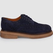 Resim %100 Hakiki Deri Lacivert Süet Bağcıklı Erkek Günlük Ayakkabı Lacivert 