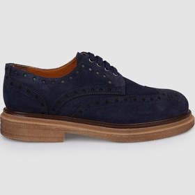 Resim %100 Hakiki Deri Lacivert Süet Bağcıklı Erkek Günlük Ayakkabı Lacivert 