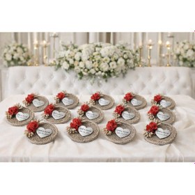 Resim Jüt Pano İçinde Kalp Temalı Magnet Çiçekli Şık Ve Modern No 031 