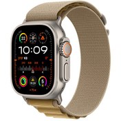 Resim Apple Watch Ultra 2 GPS + Cellular 49mm Natürel Titanyum Kasa ve Uçuk Kahve Alpine Loop - Orta Apple