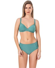 Resim Endeep Kadın Büzgü Detaylı Yeşil Simli Bikini Takımı Yeşil 
