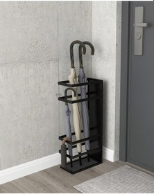 Resim Zümrüt Y Metal Kapı Önü Şemsiyelik - Siyah Siyah 