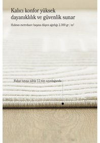 Resim Modern Halı Salon Halısı Oturma Odası Halısı Yolluk Krem Halı Hav Toz Vermez Kolay Temizlenebilir Krem 